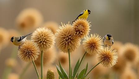 Native grasses producing seeds for finches